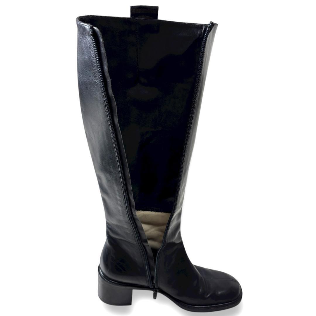 FENDI Long Boots Shoes Logo EU 35 US 5 Leather Black Authentic