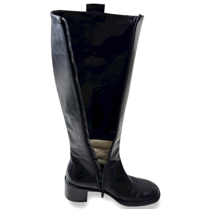 FENDI Long Boots Shoes Logo EU 35 US 5 Leather Black Authentic