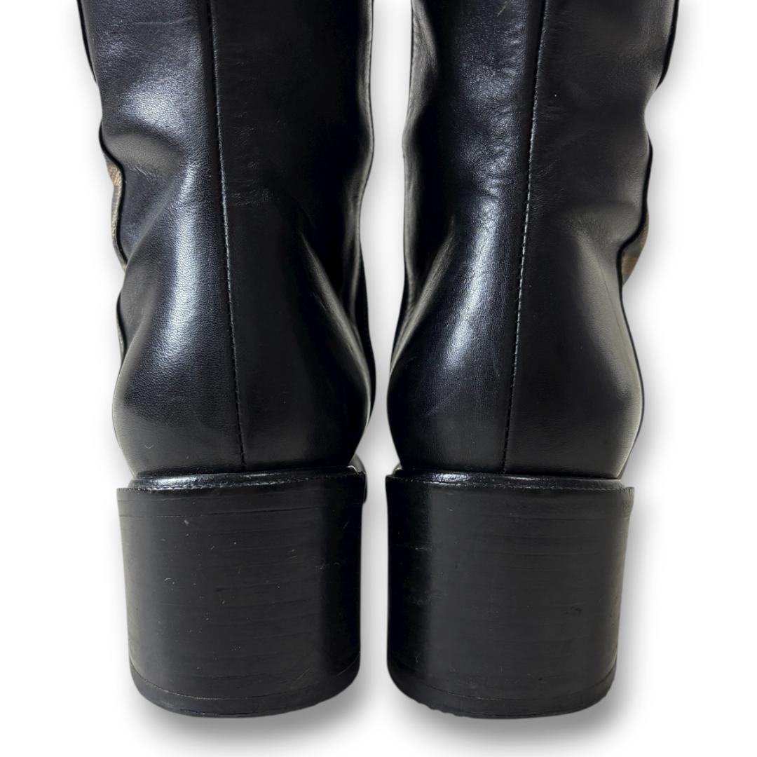 FENDI Long Boots Shoes Logo EU 35 US 5 Leather Black Authentic