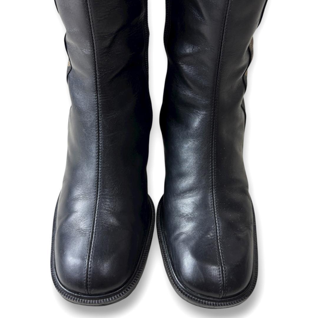 FENDI Long Boots Shoes Logo EU 35 US 5 Leather Black Authentic