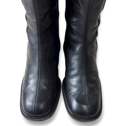 FENDI Long Boots Shoes Logo EU 35 US 5 Leather Black Authentic