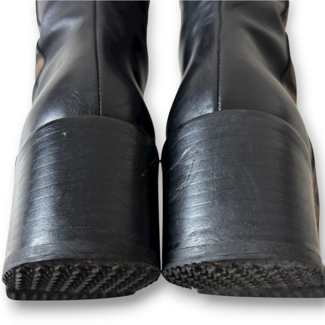 FENDI Long Boots Shoes Logo EU 35 US 5 Leather Black Authentic