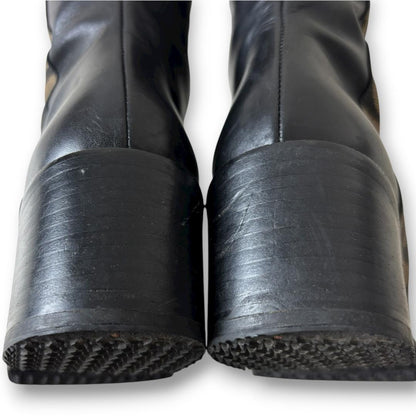 FENDI Long Boots Shoes Logo EU 35 US 5 Leather Black Authentic