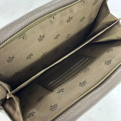 MULBERRY Clutch Handbag Shoulder Bag Purse Leather Dark Brown Gold Used Auth