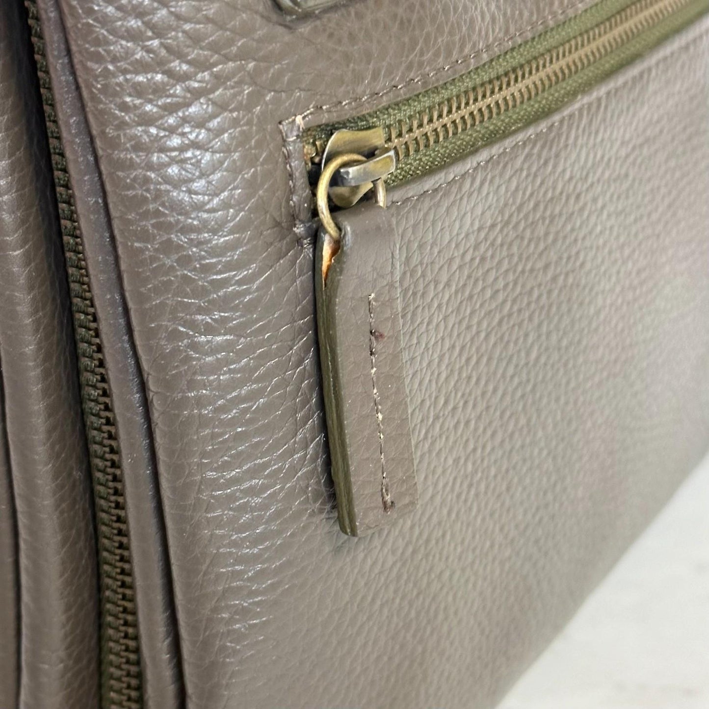 MULBERRY Clutch Handbag Shoulder Bag Purse Leather Dark Brown Gold Used Auth