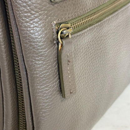 MULBERRY Clutch Handbag Shoulder Bag Purse Leather Dark Brown Gold Used Auth