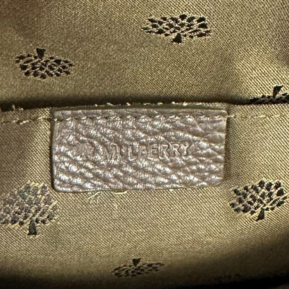 MULBERRY Clutch Handbag Shoulder Bag Purse Leather Dark Brown Gold Used Auth