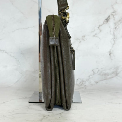 MULBERRY Clutch Handbag Shoulder Bag Purse Leather Dark Brown Gold Used Auth