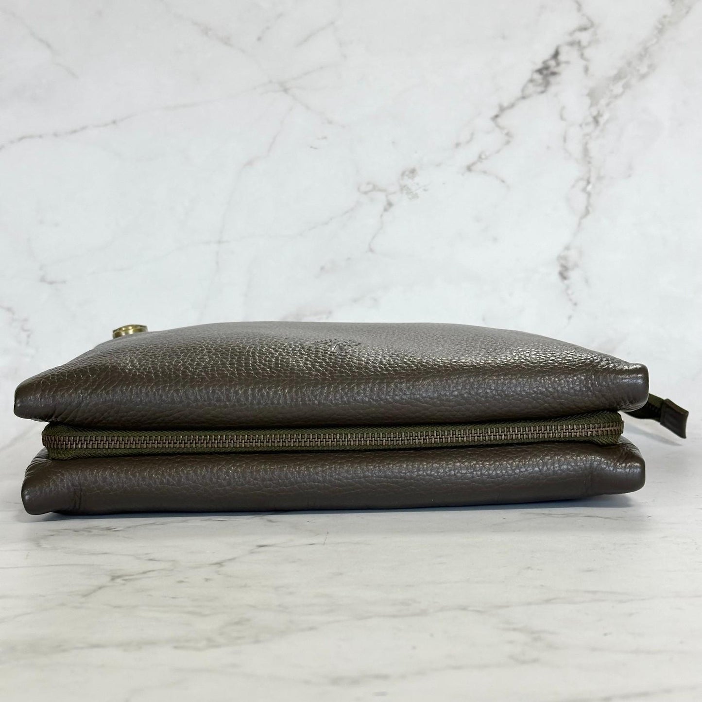 MULBERRY Clutch Handbag Shoulder Bag Purse Leather Dark Brown Gold Used Auth