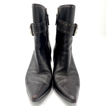 FENDI Short Boots Shoes Selleria EU 37 US 7 Leather Black Authentic