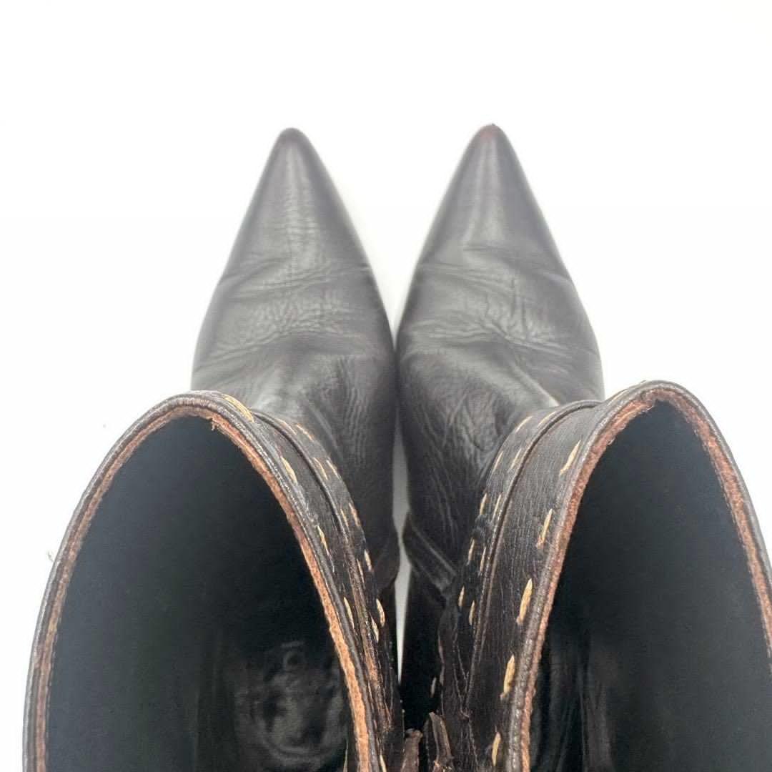 FENDI Short Boots Shoes Selleria EU 37 US 7 Leather Black Authentic