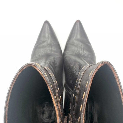 FENDI Short Boots Shoes Selleria EU 37 US 7 Leather Black Authentic