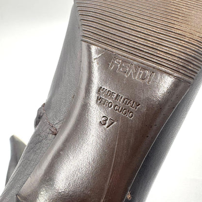 FENDI Short Boots Shoes Selleria EU 37 US 7 Leather Black Authentic
