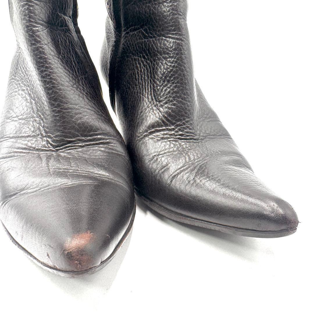 FENDI Short Boots Shoes Selleria EU 37 US 7 Leather Black Authentic