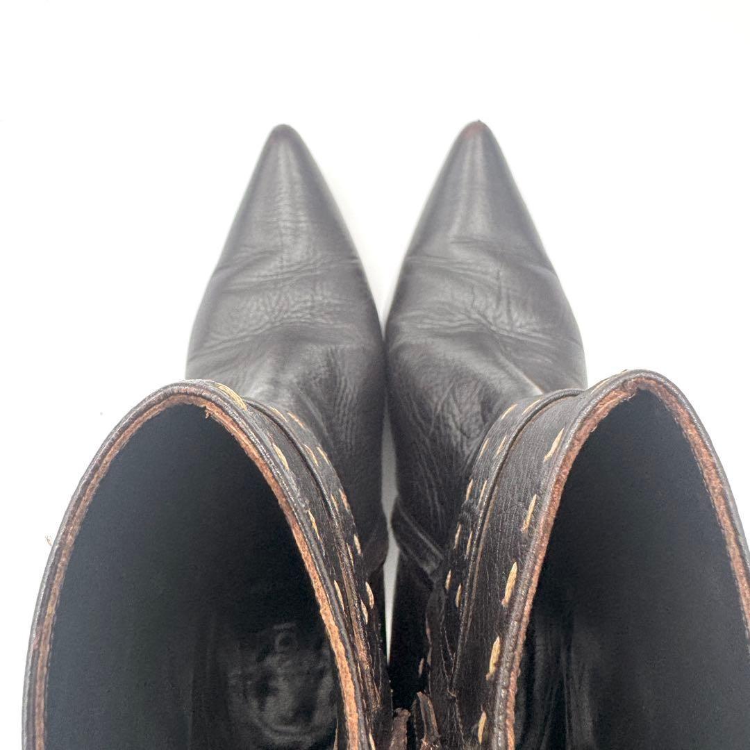 FENDI Short Boots Shoes Selleria EU 37 US 7 Leather Black Authentic