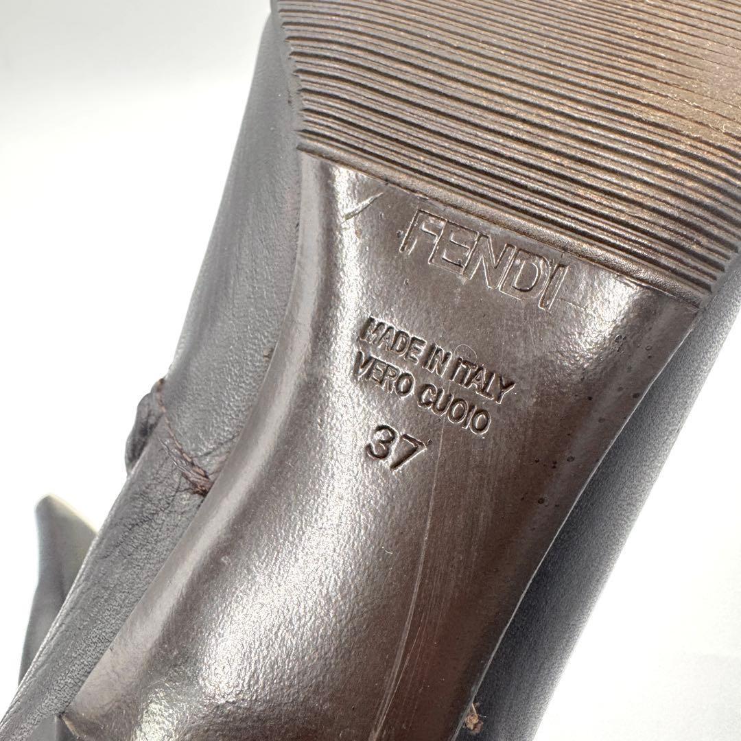 FENDI Short Boots Shoes Selleria EU 37 US 7 Leather Black Authentic