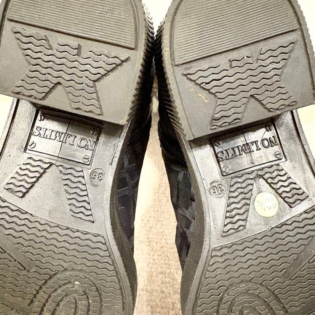 FENDI Long Boots Shoes FF Zucca EU 36 US 6 Nylon Black Authentic