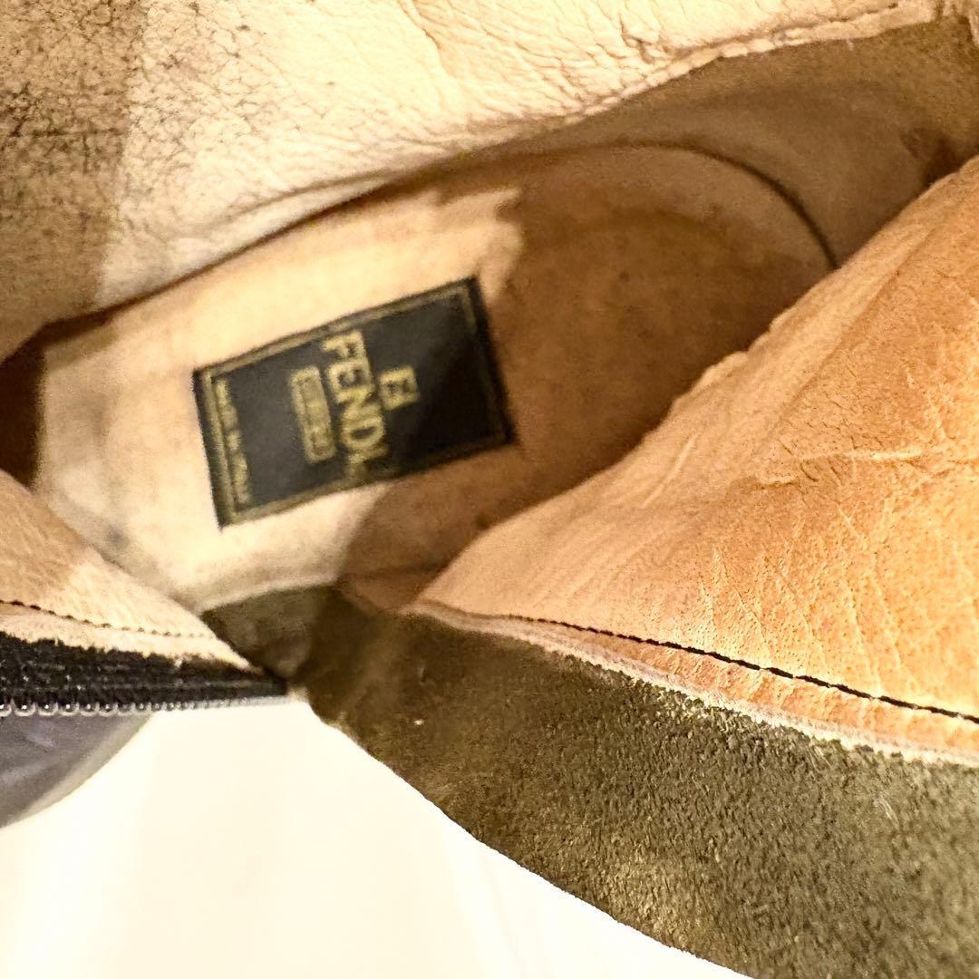 FENDI Long Boots Shoes FF Zucca EU 36 US 6 Nylon Black Authentic