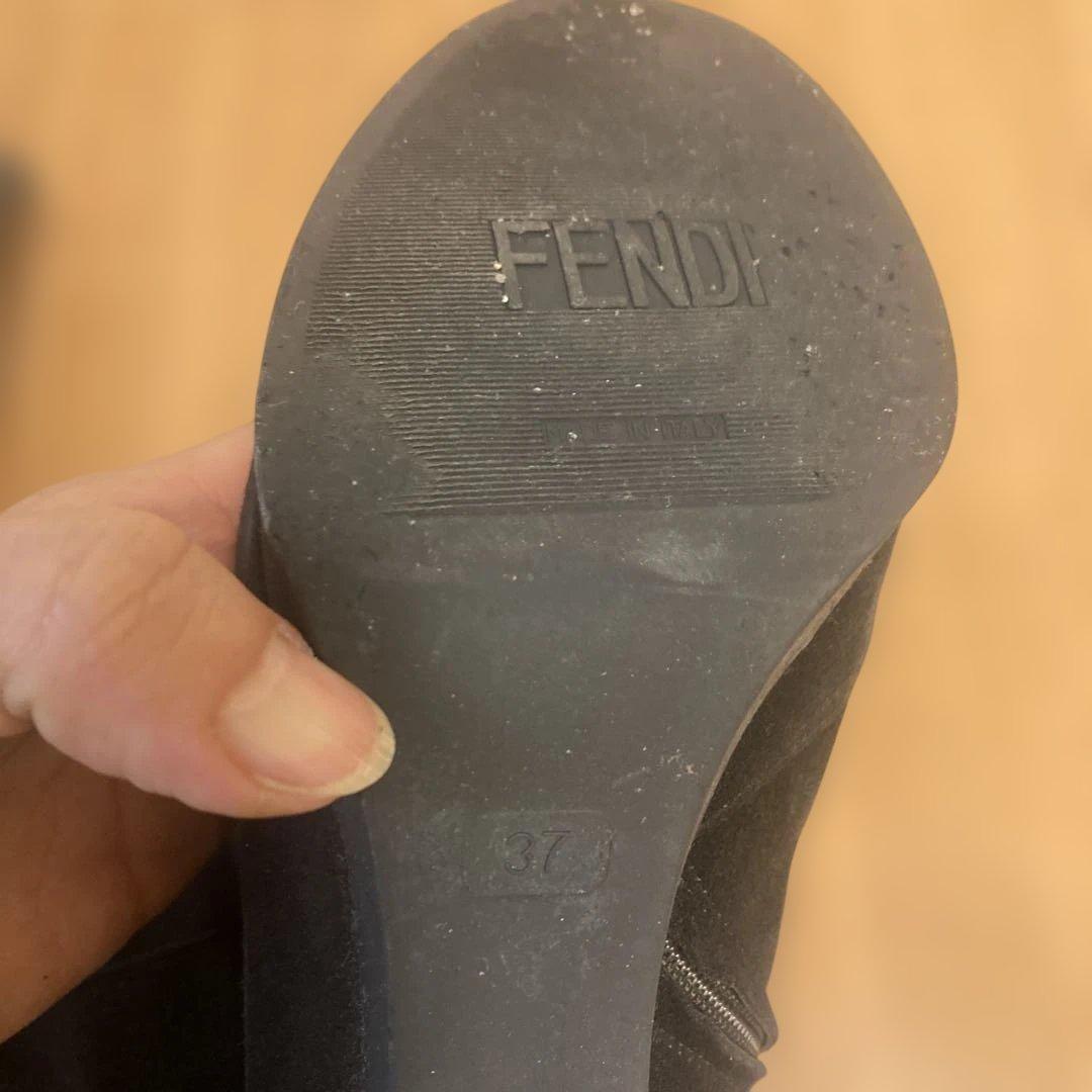 FENDI Long Boots Shoes EU 37 US 7 Suede Black Authentic