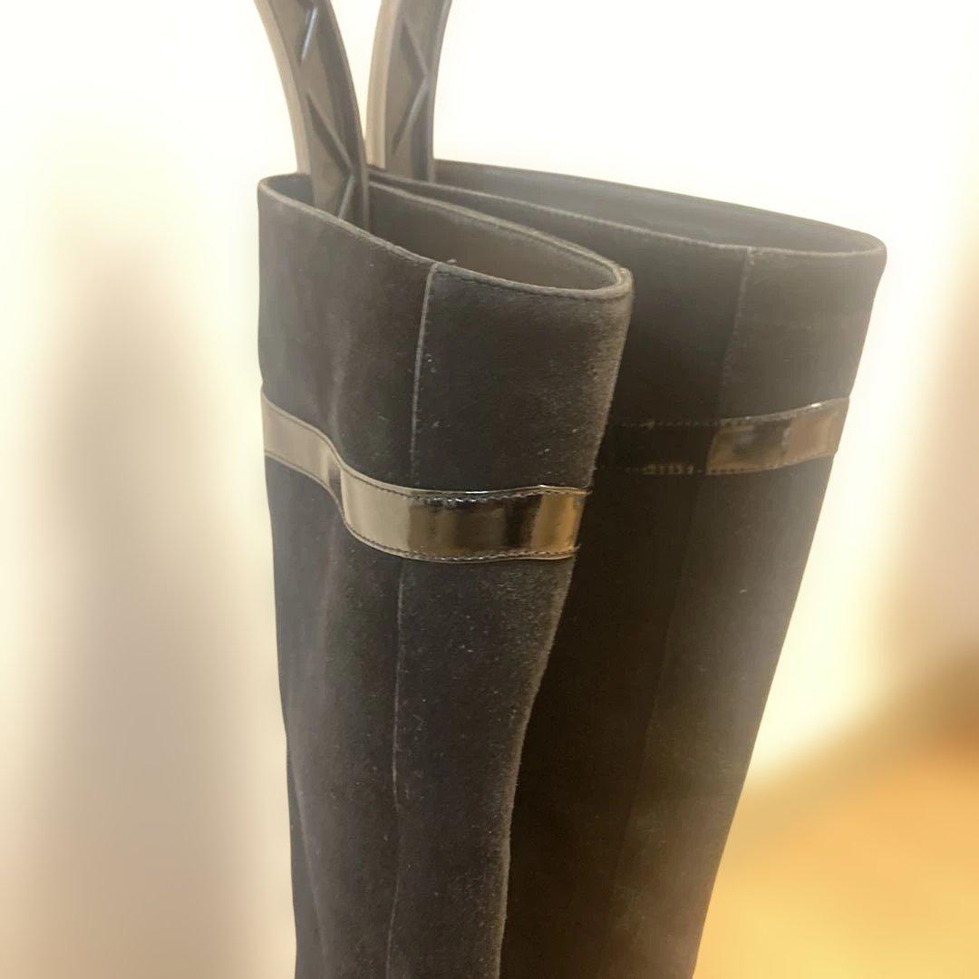 FENDI Long Boots Shoes EU 37 US 7 Suede Black Authentic