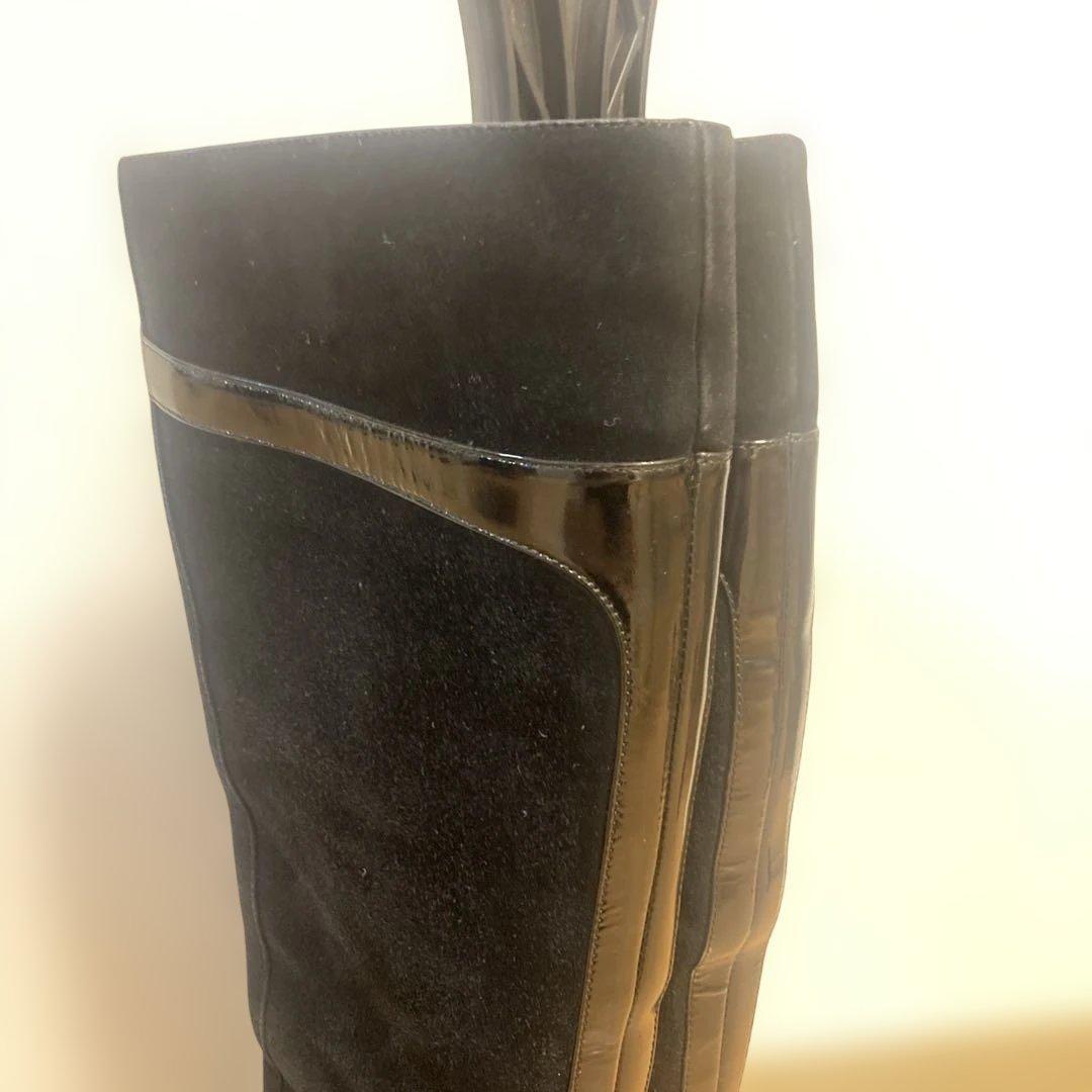 FENDI Long Boots Shoes EU 37 US 7 Suede Black Authentic