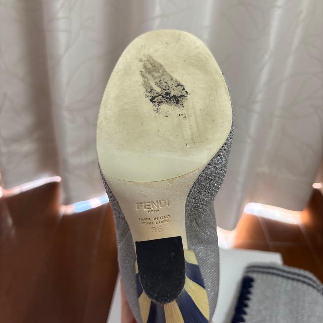 FENDI Knit Short Boots Shoes EU 36 US 6 Gray Authentic