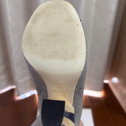 FENDI Knit Short Boots Shoes EU 36 US 6 Gray Authentic