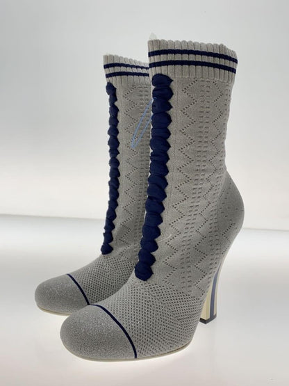 FENDI Lace-up Boots Shoes EU 38 US 8 Gray Authentic