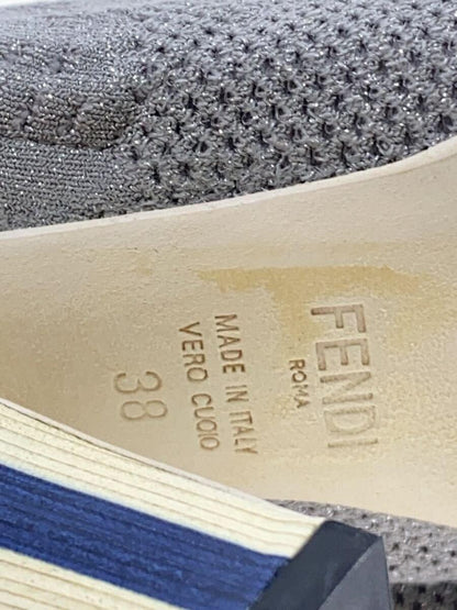 FENDI Lace-up Boots Shoes EU 38 US 8 Gray Authentic