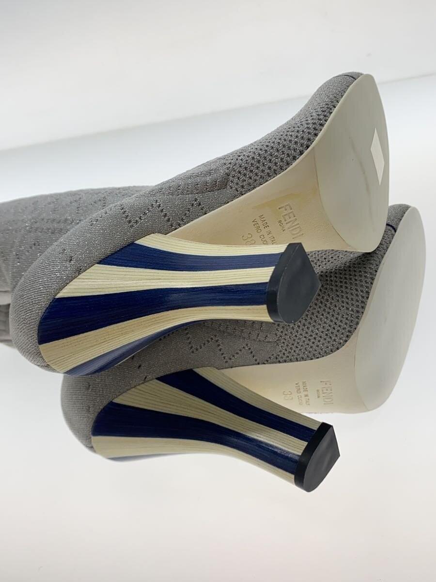 FENDI Lace-up Boots Shoes EU 38 US 8 Gray Authentic