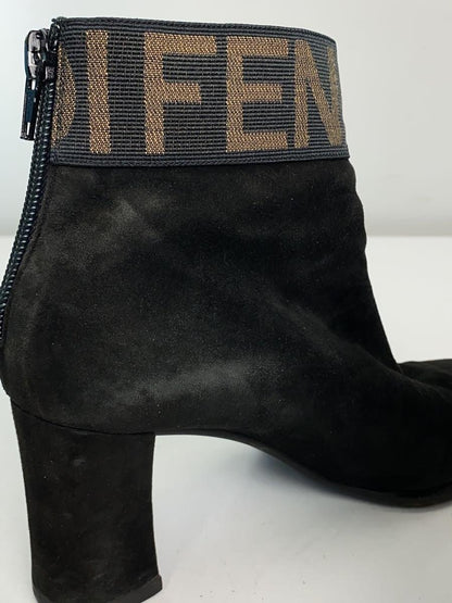 FENDI Short Boots Shoes Logo EU 36.5 US 6.5 Black Authentic
