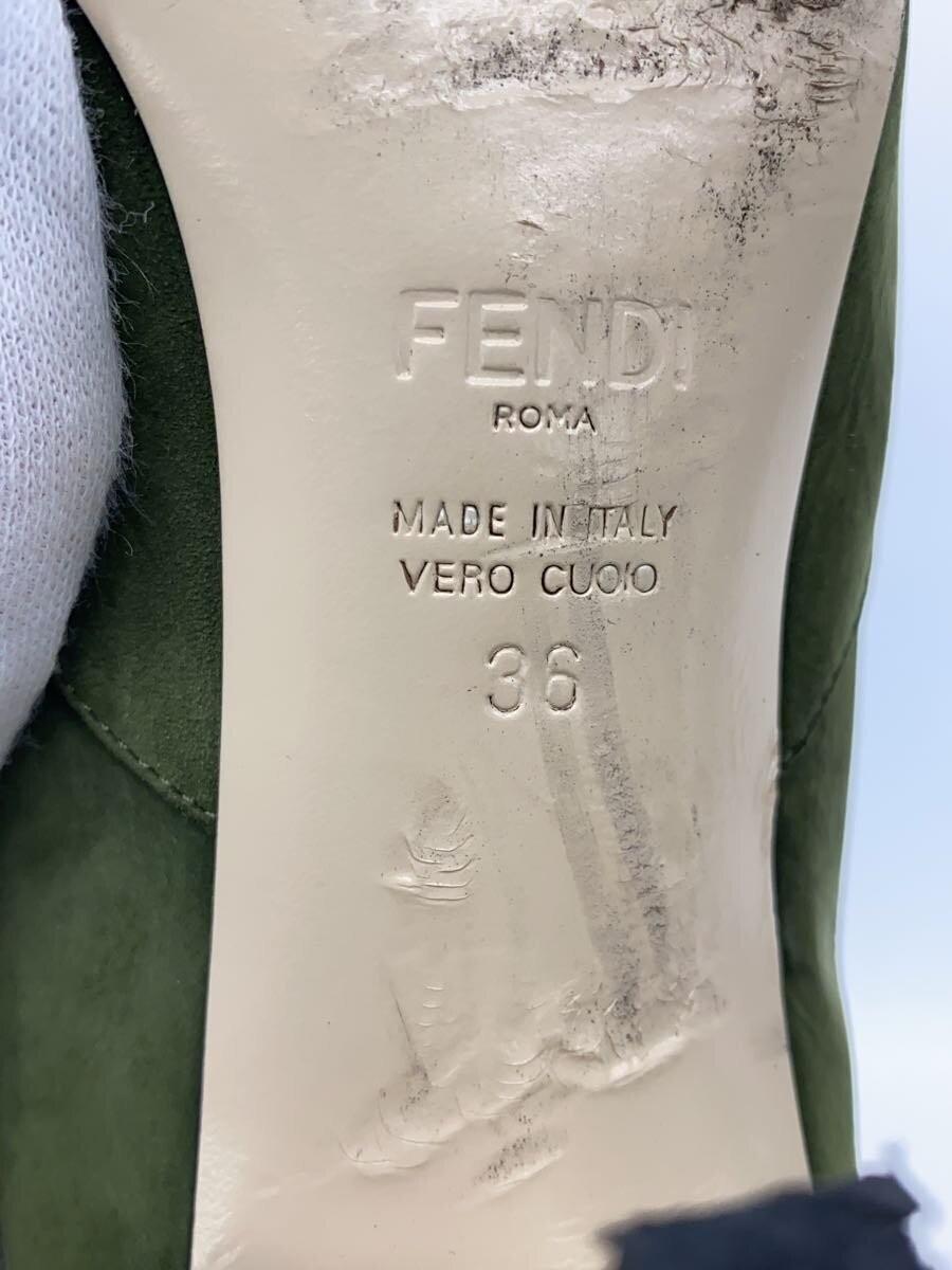 FENDI Short Boots Shoes EU 36 US 6 Suede Khaki Authentic