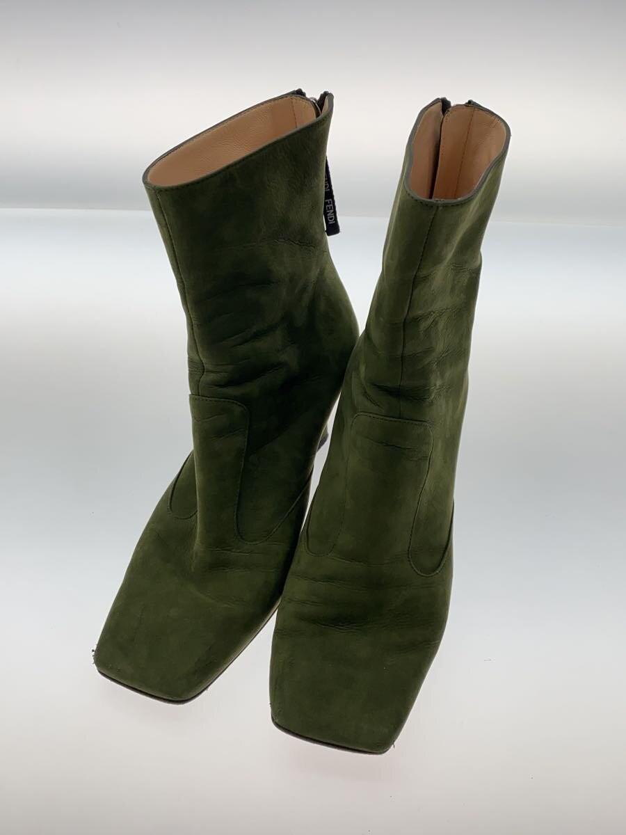 FENDI Short Boots Shoes EU 36 US 6 Suede Khaki Authentic