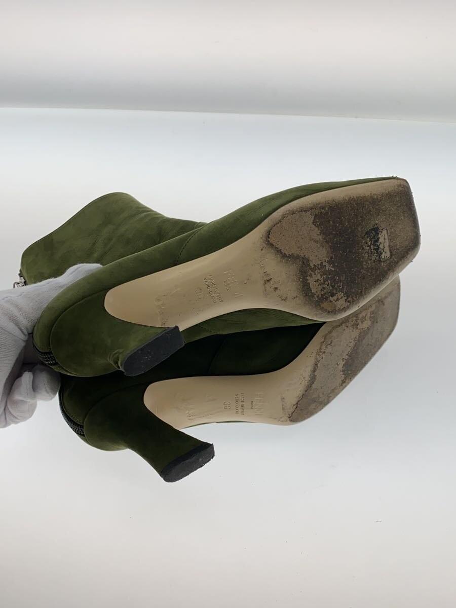 FENDI Short Boots Shoes EU 36 US 6 Suede Khaki Authentic
