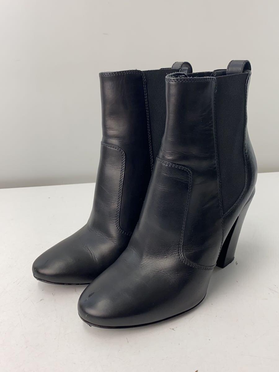 FENDI Short Boots Shoes EU 37.5 US 7.5 Leather Black Authentic