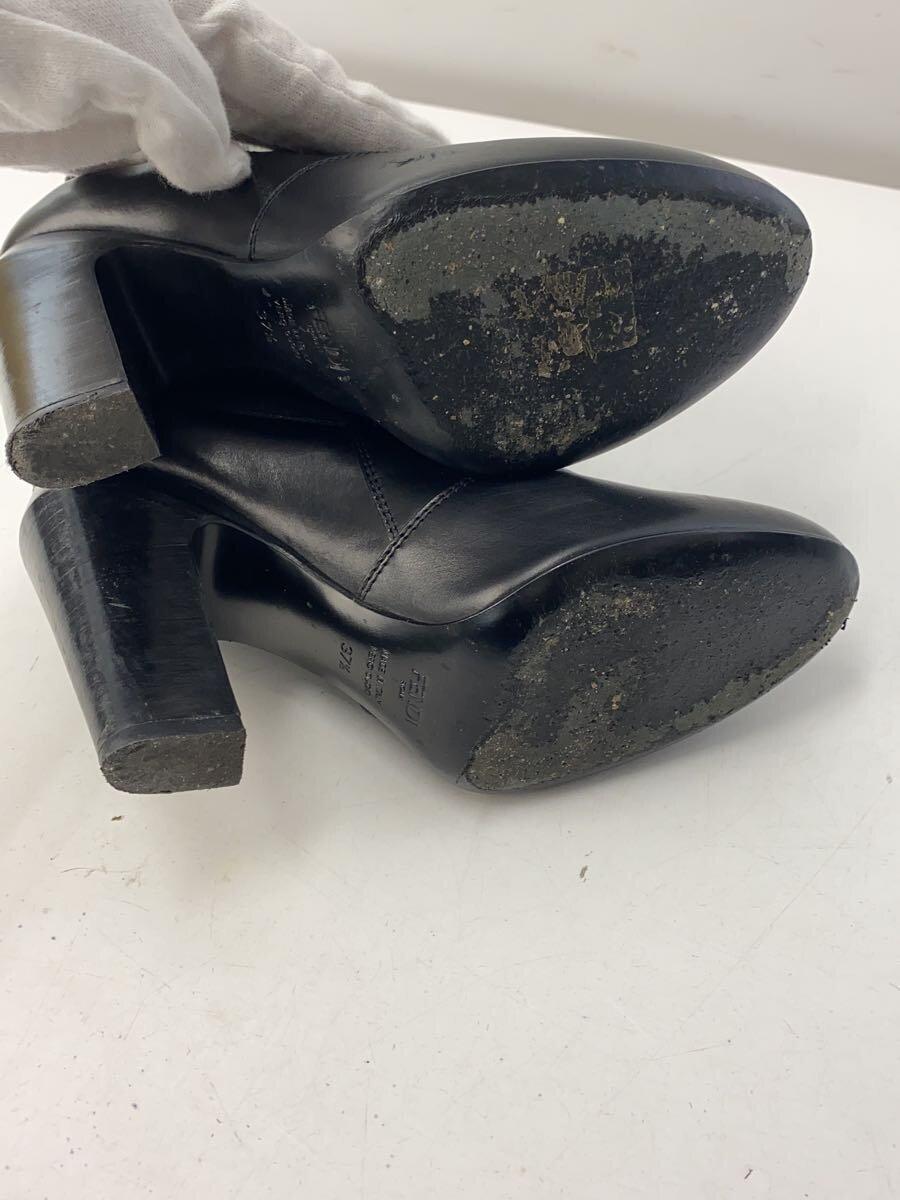 FENDI Short Boots Shoes EU 37.5 US 7.5 Leather Black Authentic