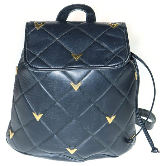 Valentino Backpack V Logo Leather Black Authentic