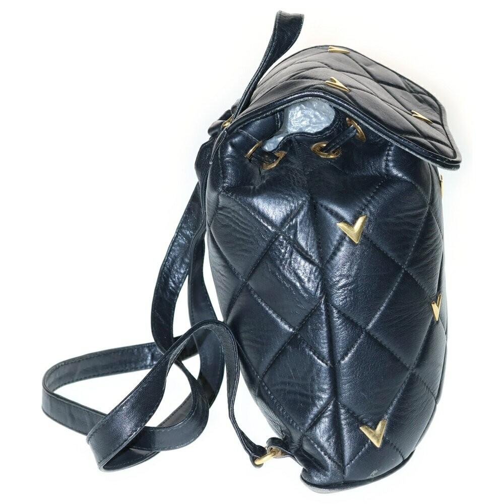 Valentino Backpack V Logo Leather Black Authentic