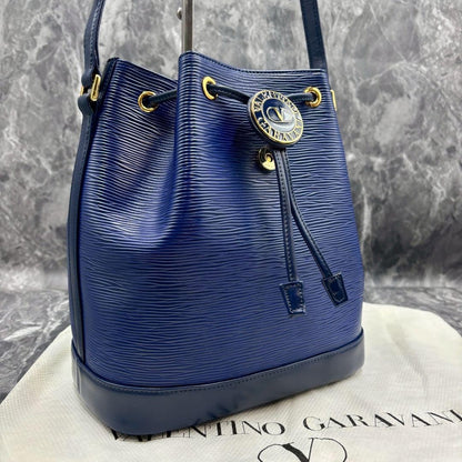 Valentino Garavani Shoulder Bag Purse Logo Blue Authentic