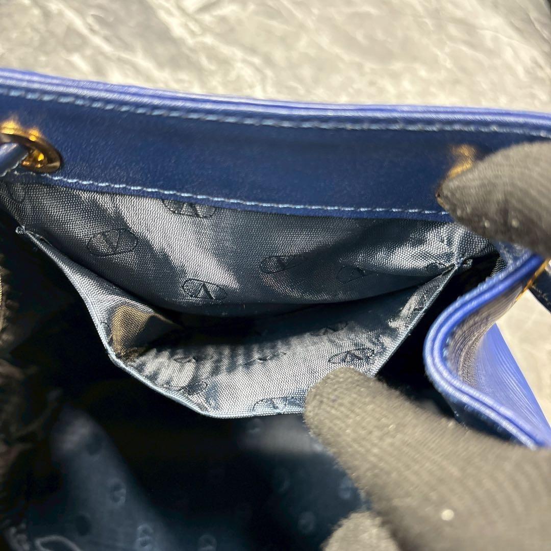 Valentino Garavani Shoulder Bag Purse Logo Blue Authentic