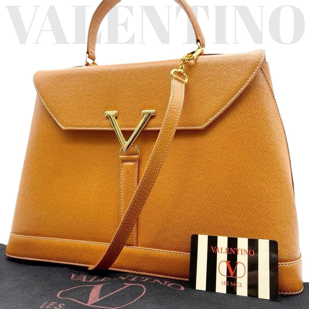 Valentino Hand Shoulder Bag Tote Purse 2way Leather Brown Authentic