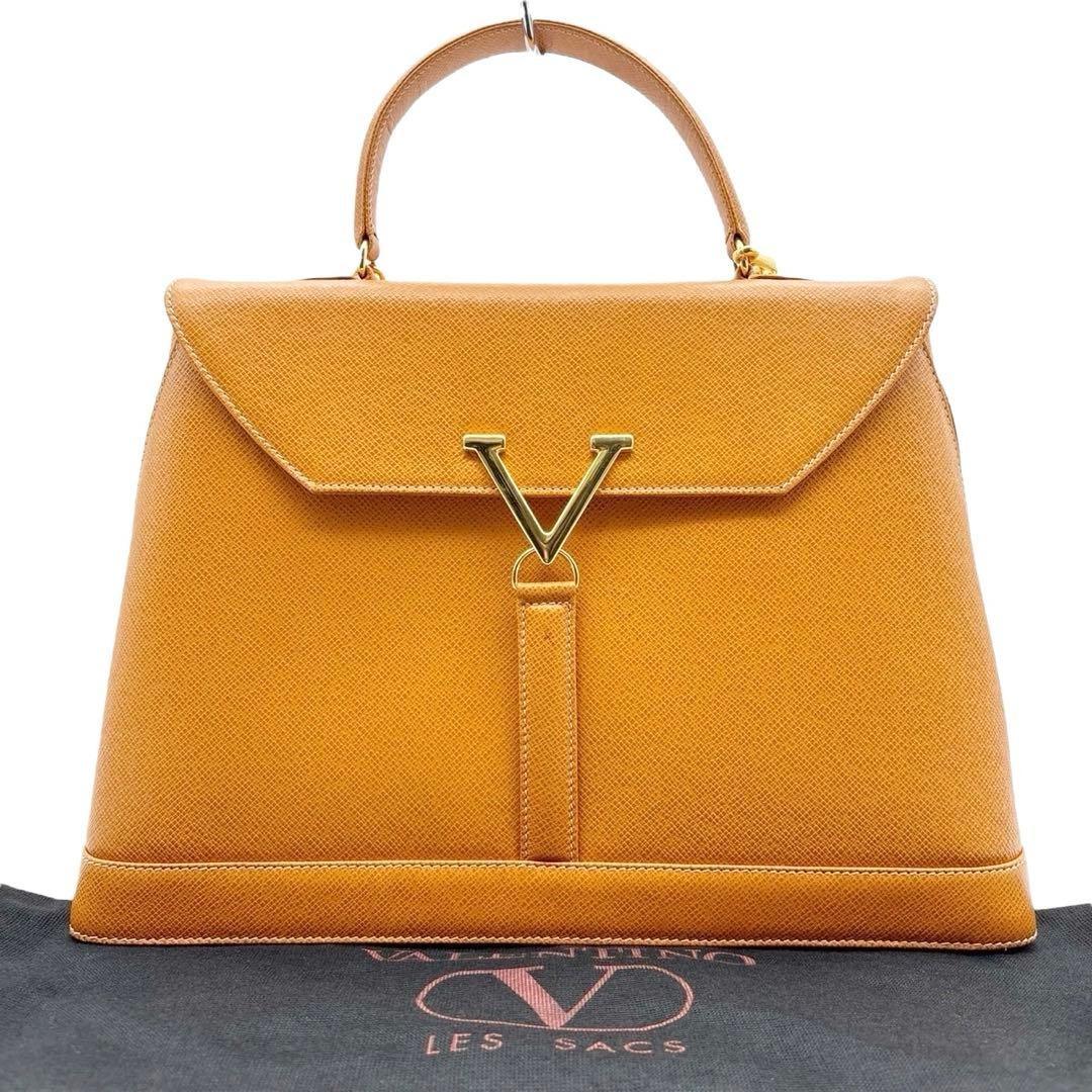 Valentino Hand Shoulder Bag Tote Purse 2way Leather Brown Authentic