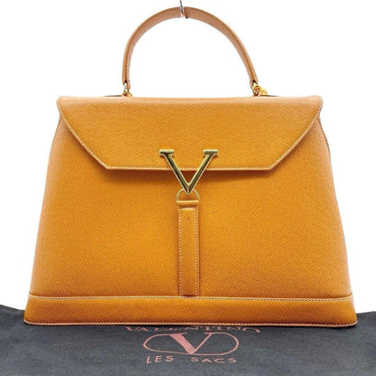 Valentino Hand Shoulder Bag Tote Purse 2way Leather Brown Authentic