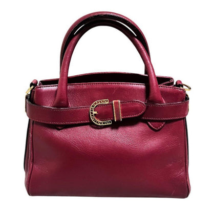 Valentino Garavani Hand Shoulder Bag Tote Purse 2way Leather Wine Red Authentic