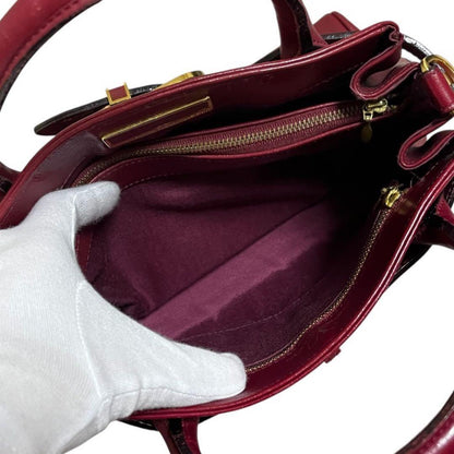 Valentino Garavani Hand Shoulder Bag Tote Purse 2way Leather Wine Red Authentic