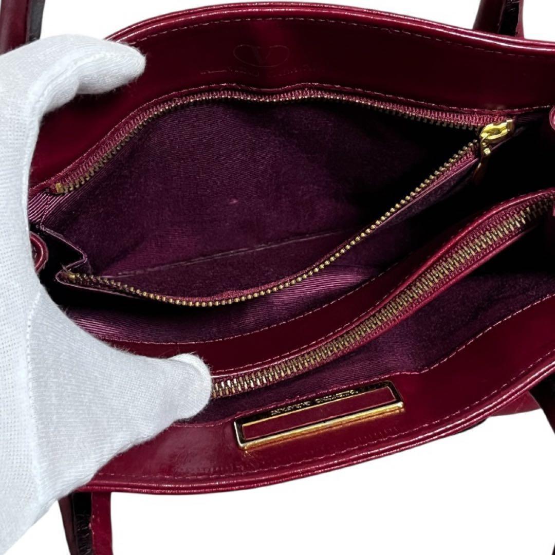 Valentino Garavani Hand Shoulder Bag Tote Purse 2way Leather Wine Red Authentic