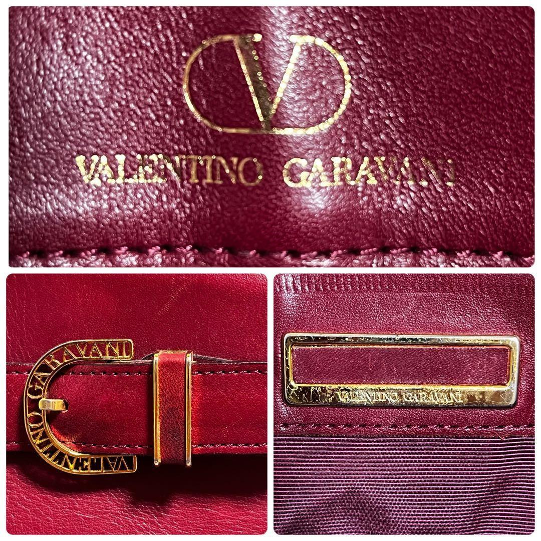 Valentino Garavani Hand Shoulder Bag Tote Purse 2way Leather Wine Red Authentic