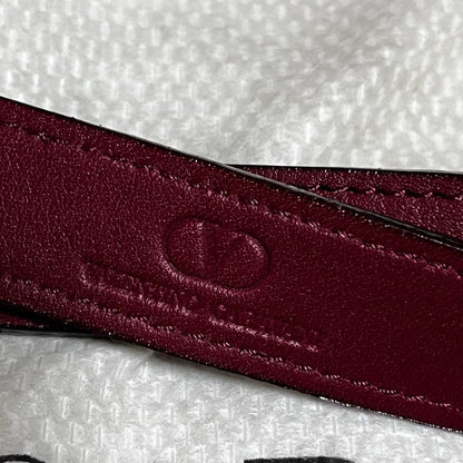 Valentino Garavani Hand Shoulder Bag Tote Purse 2way Leather Wine Red Authentic