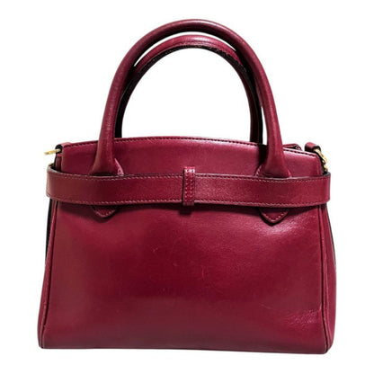 Valentino Garavani Hand Shoulder Bag Tote Purse 2way Leather Wine Red Authentic