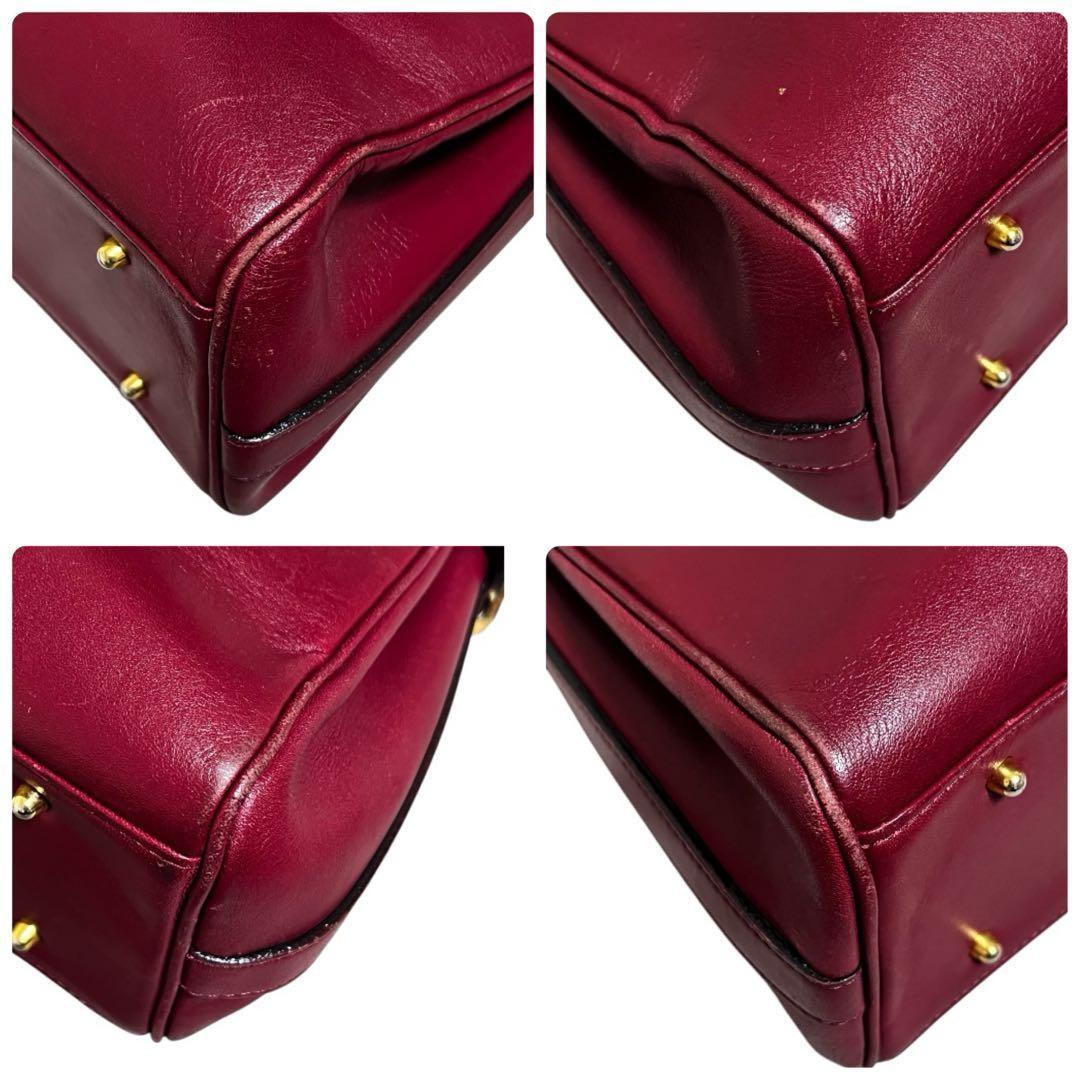 Valentino Garavani Hand Shoulder Bag Tote Purse 2way Leather Wine Red Authentic